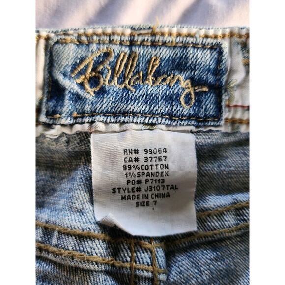 Billabong Y2K Low Rise Jeans Bootcut Denim Sz 7 Contrast Stitching Raw Hemh - Picture 11 of 15